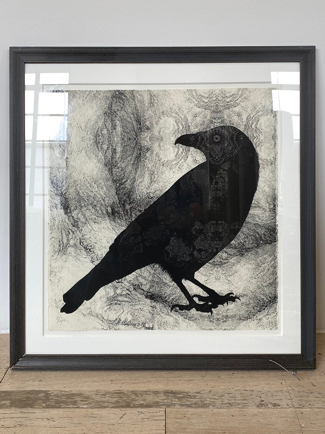 'Raven' screen print - framed