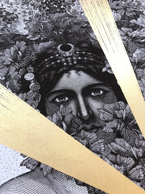 'Praise Be To The Goddess Remembered' ~ ready framed in dark sapele wood