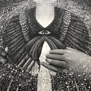 Shade of the Living Light, with gold leaf and pencil scoring