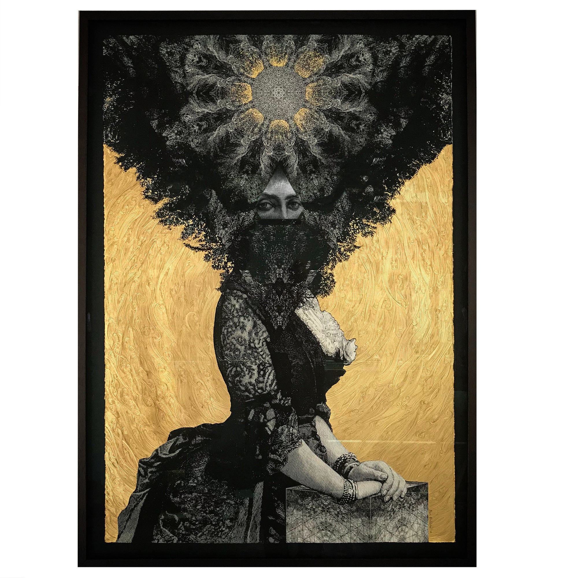 Priestess ~ with 24ct gold leaf, pencil and paint